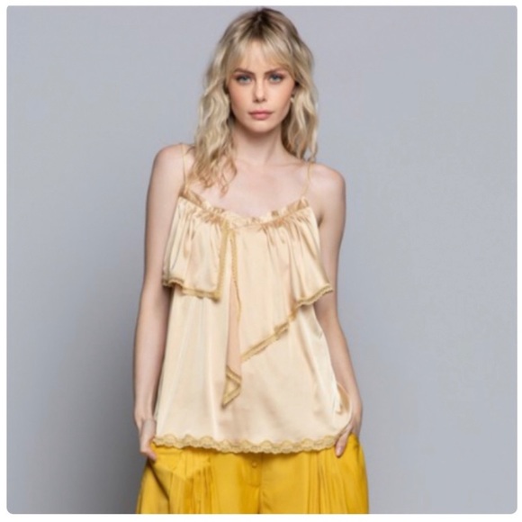 *SALE* POL Gold Satin Ruffle Camisole - Picture 4 of 8